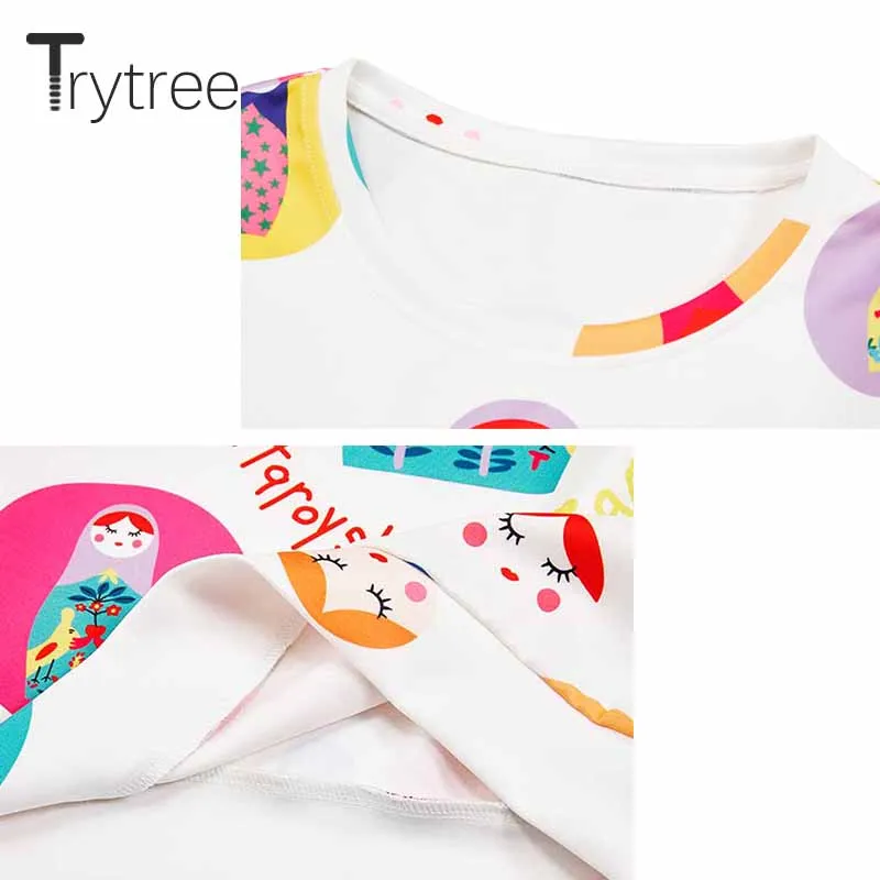 Trytree/ осенне-зимняя женская толстовка, Повседневные пуловеры с круглым вырезом, сатиновые матрешки, модная свободная толстовка с принтом, Белый Топ