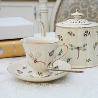 ceramic coffee pot cup dragonfly bee butterfly afternoon tea set and saucer english pot