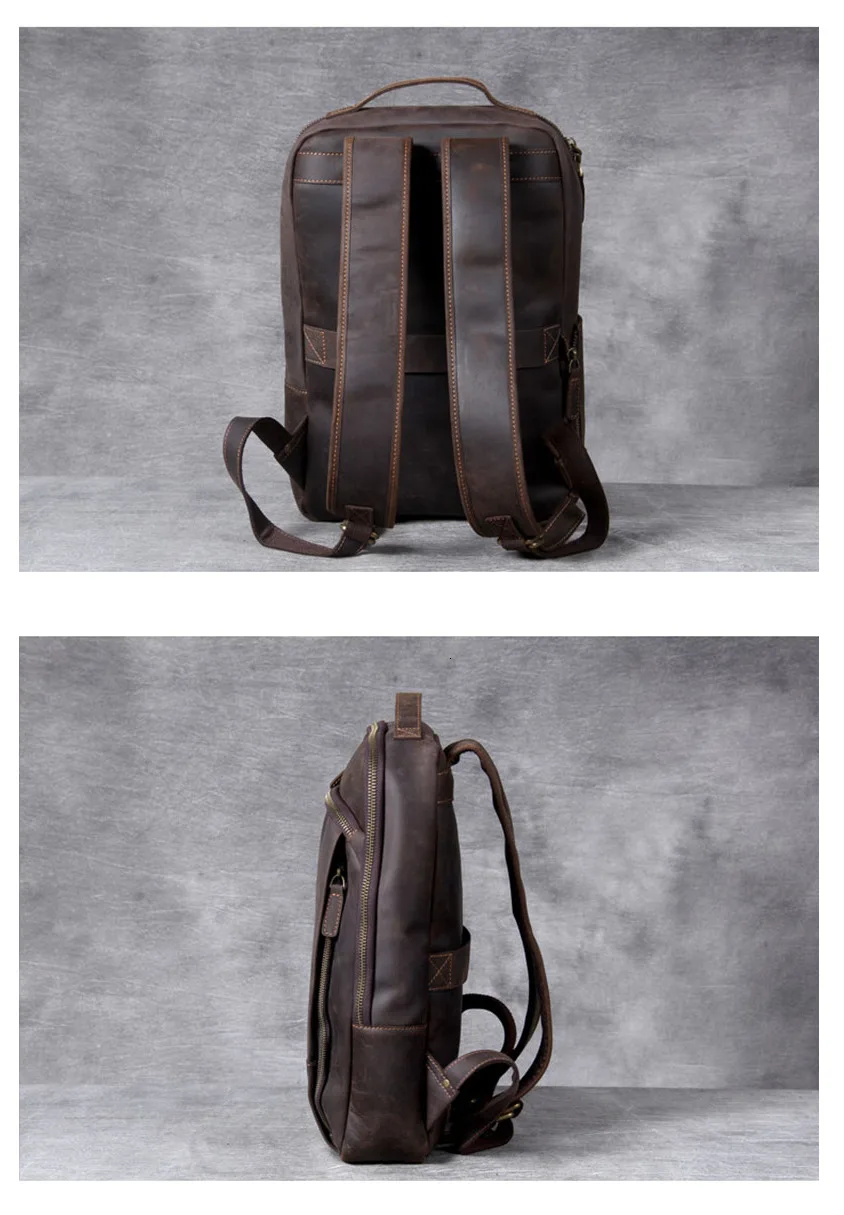 Новая мужская кожаная сумка для компьютера, рюкзак Mochilas Hombre, винтажная кожаная сумка Mad Horse, кожаный рюкзак с защитой от кражи