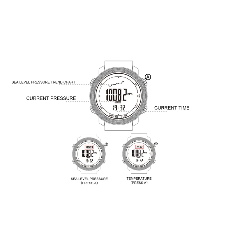 NorthEdge часы умные цифровые водонепроницаемые альпинистские плавательные