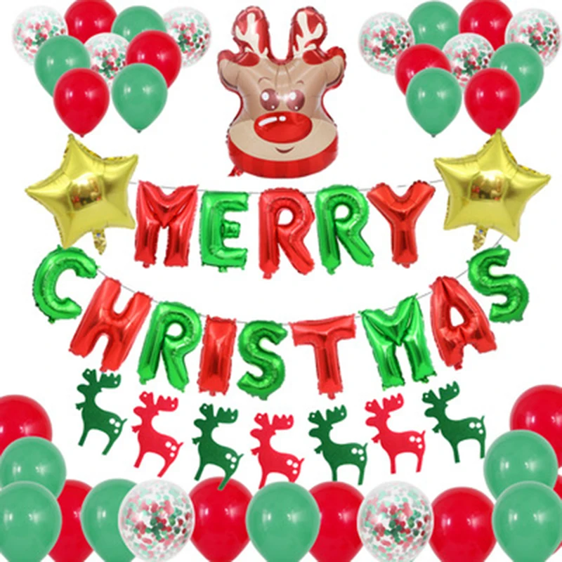 

Christmas Party Decorations Elk Balloon Flag Christmas Latex Ball Set New Year Atmosphere Ball Christmas Letter Super Balloon
