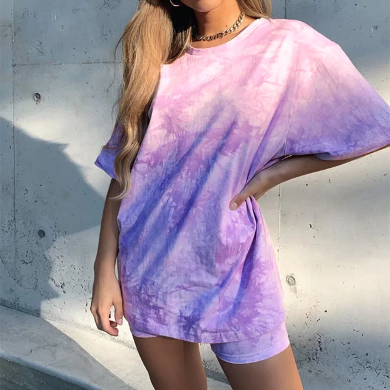 

shirt women Tie Dye Printed Short Sleeve Oversized Tshirt Women Fashion Casual Loose Tee Shirt Femme Harajuku Summer Streetwear