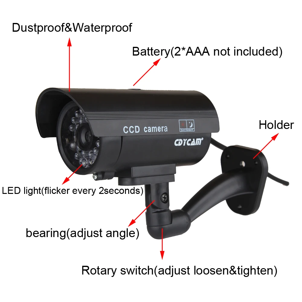 Cdycam поддельный Манекен CCTV Водонепроницаемая камера с мигающим светодиодный для