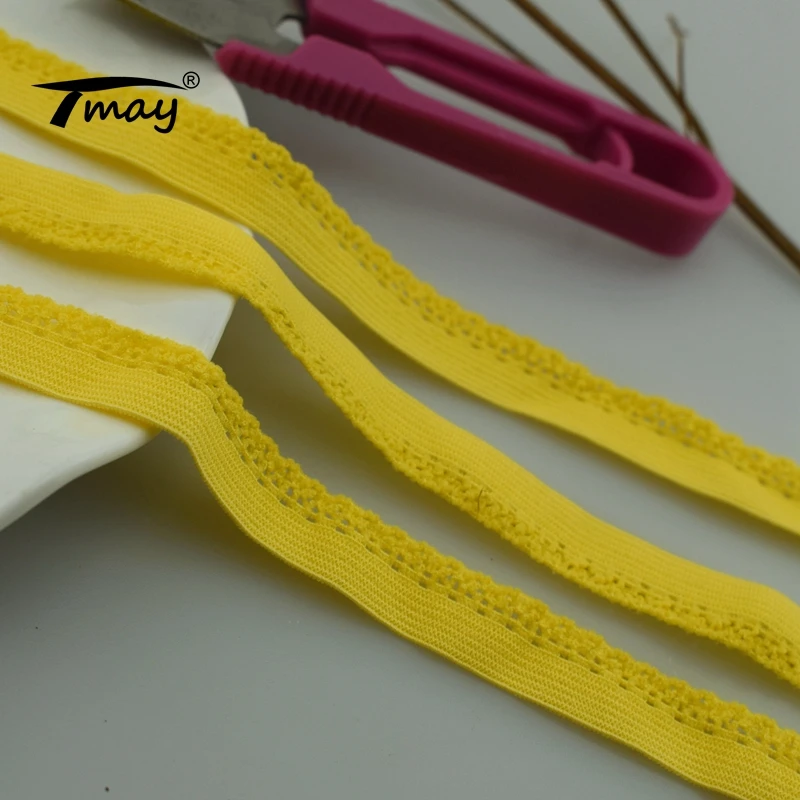 Кружевная эластичная лента желтого цвета #1687 8 ярдов/партия одежда нижнее белье