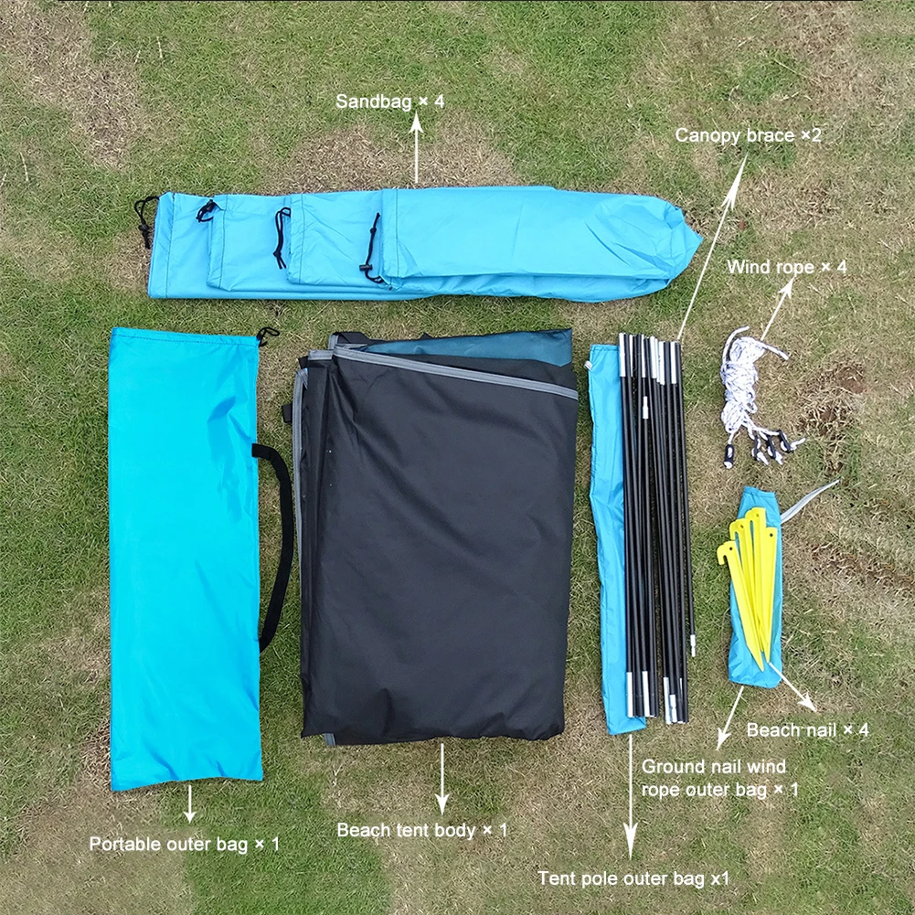 저렴한 3-4 사람 캠핑 텐트 자외선 방지 쉬운 설치 휴대용 피크닉 파티 쉼터 편안한 야외 활동을위한 태양 그늘