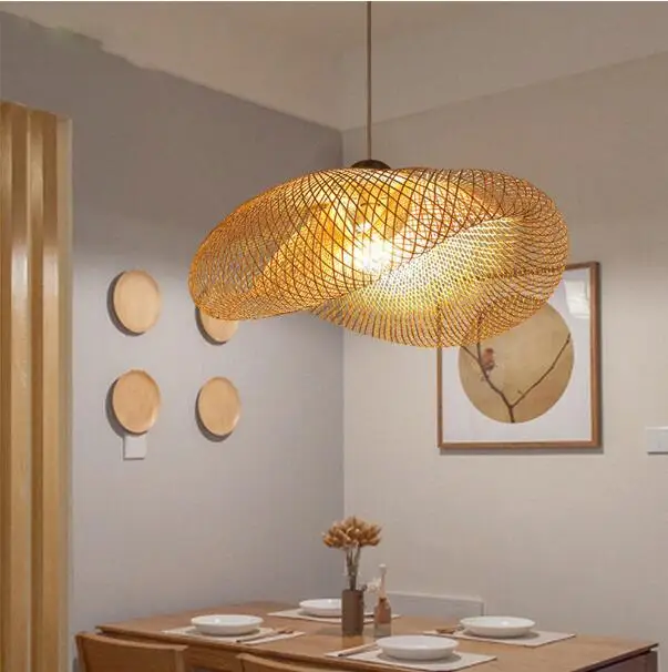 נורדי עץ תליון מנורת מטבח במבוק גופי Led תליון אור השעיה בית מקורה אוכל חדר תליית מנורת LED Luminaire