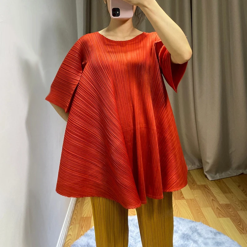 Четыре сезона Miyak плиссированный женский плащ стильный Дикий сплошной цвет