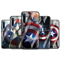 avengers shield marvel for xiaomi redmi k40 k30 k20 pro plus 9c 9a 9 8a 7 luxury shell tempered glass phone case cover