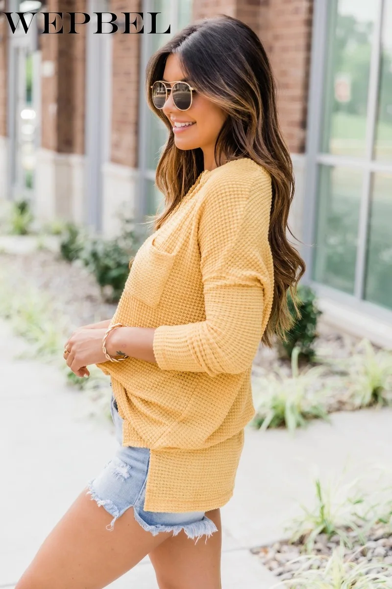 

Mandylandy Women's Knitted Sweaters Long Sleeve Loose Autumn Outwear V Neck Pullover Warm Sweater Jumpers