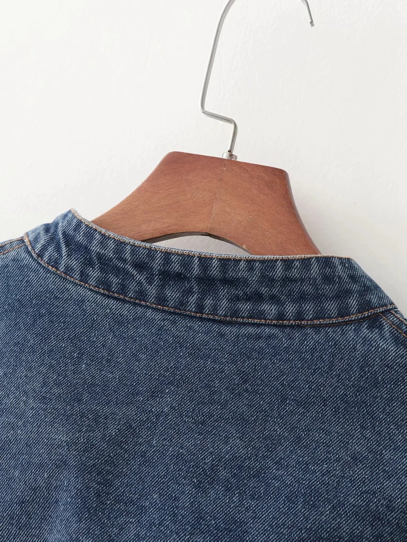 

Women Fashion Chic Cotton Denim Cropped Jackets Fenale Casual Long Sleeve Short Coats Girls Casual Streetwear
