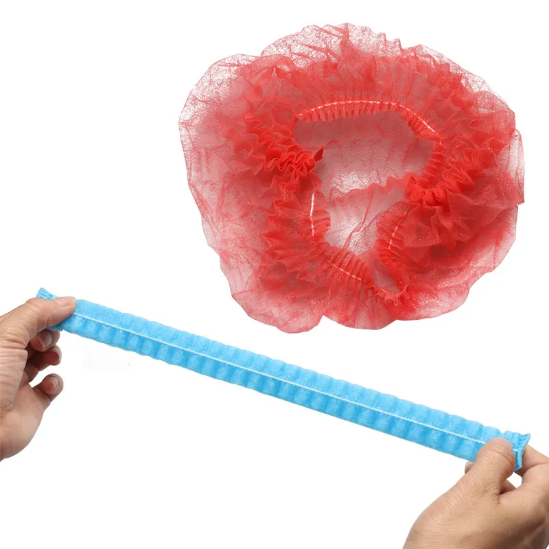 red 100pcs 100 шт одноразовые плиссированные эластичные сетчатые формы нетканые для наращивания ресниц банные шляпы прозрачные водонепроницаемые шапки для волос шапочка для душа - Цвет: red 100pcs