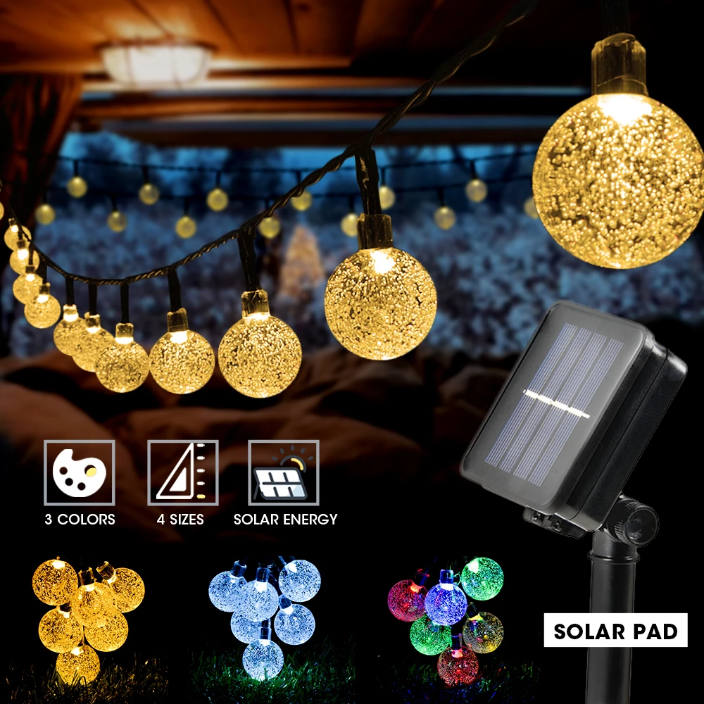 

Solar Lamp 10M 100Led Crystal Ball Globe Luz Waterproof Warm White Fairy Light Garden Decoration Outdoor Solar Led String