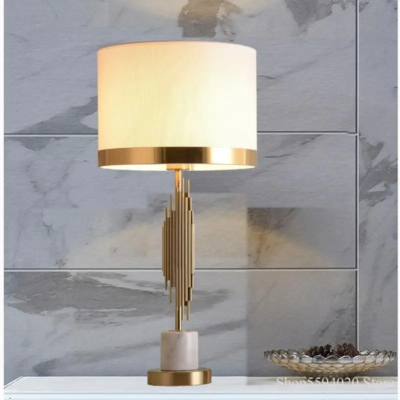 

Northern Europe Light Luxury Marble Living Room Decorative Lamp Post Modern Simple Creative Bedroom Bedside Lamp Home Deco