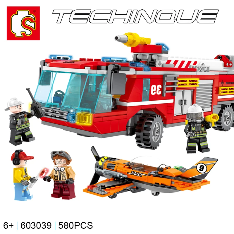 

Technic 603039 Fire Trucks Car Set Compatible With City Series Building Blocks Bricks Model Educational Toys Diy Gifts