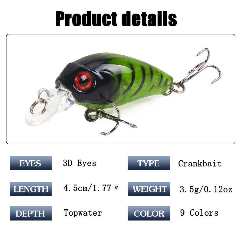 Ankeyeng мини Crankbait 4 5 см 3 г Chubby Spinner Topwater искусственная жесткая приманка воблеры Minnow