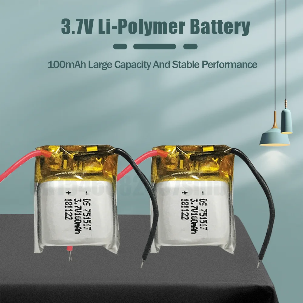 1/2 шт. литий-полимерные перезаряжаемые литий-ионные батареи 751517 3 7 в 100 мАч для MP3 GPS