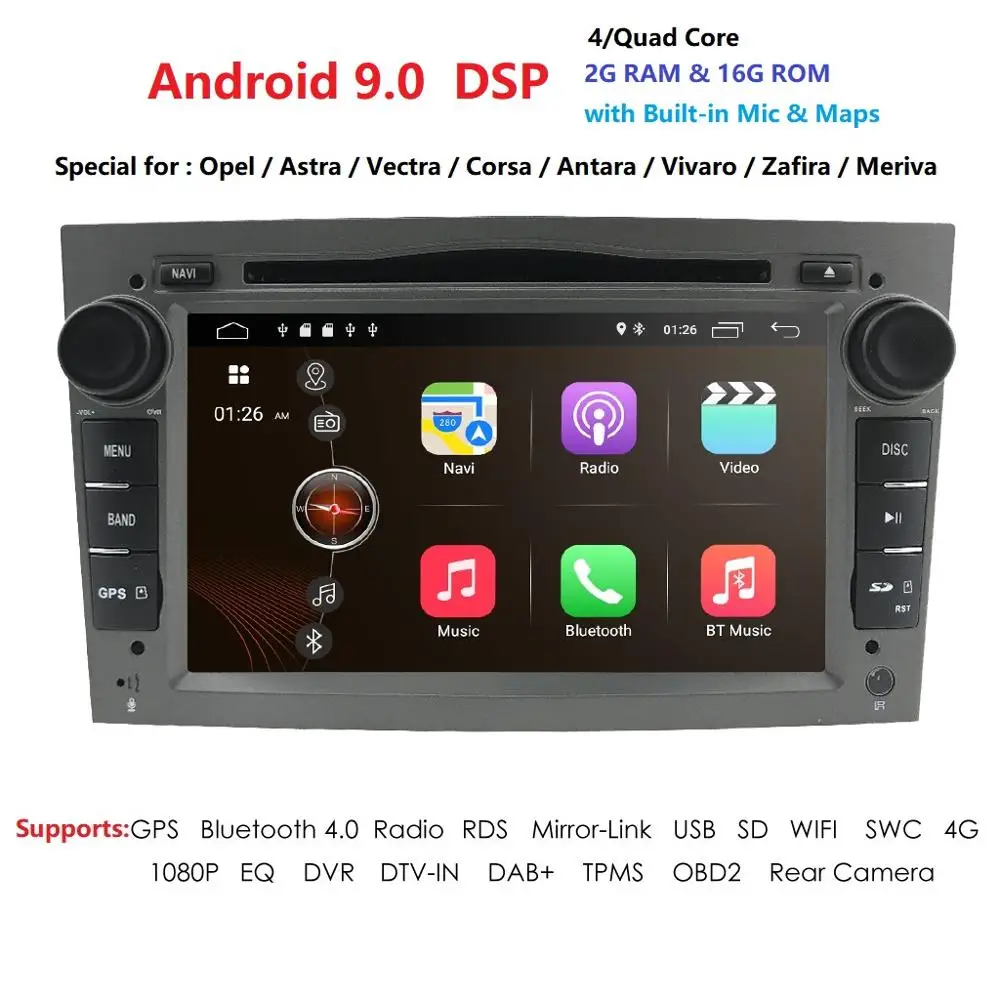 2 Din 2G 16G Восьмиядерный 7 'ɺndroid 9 автомобильный dvd-плеер для Opel Astra Vectra Antara Zafira Corsa