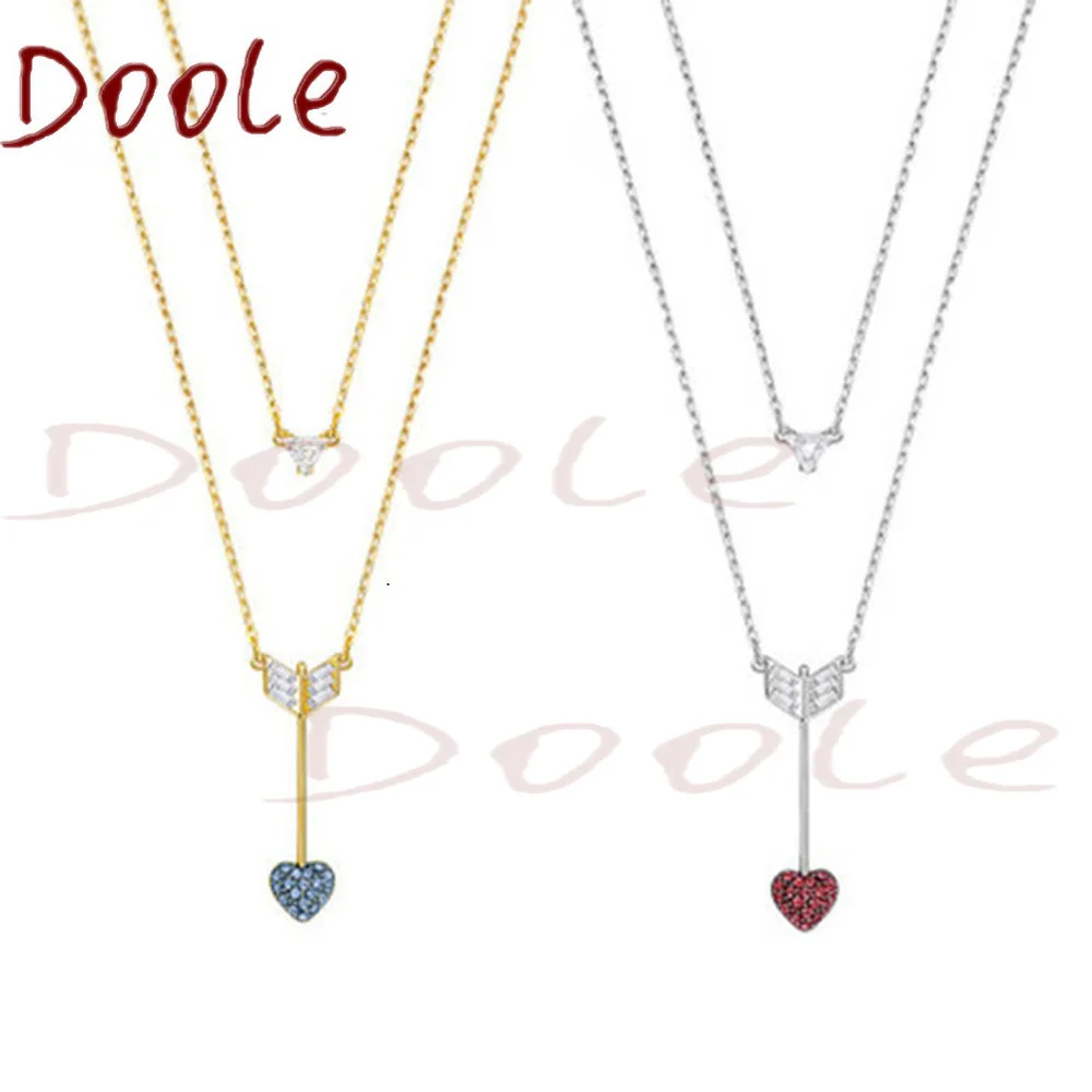 

SWA Fashion Jewelry High Quality Charm Crystal Cupid Love Necklace Two In One Chain Women's Necklace Gift Name Necklace