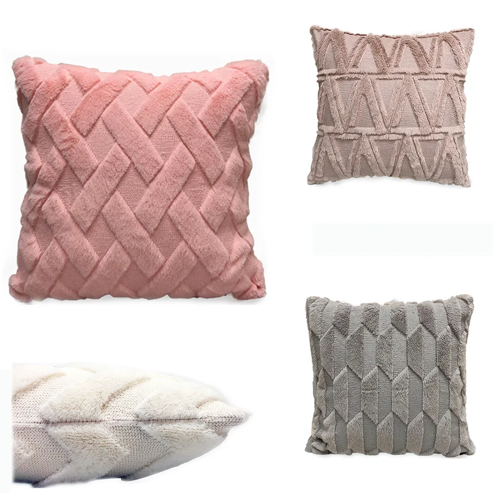 

Knit Cushion Cover Vintage Pink Grey Light Green Solid Pillow Case 4cm*43cm Soft Cover Home Party Hotel Textile Room Decoration