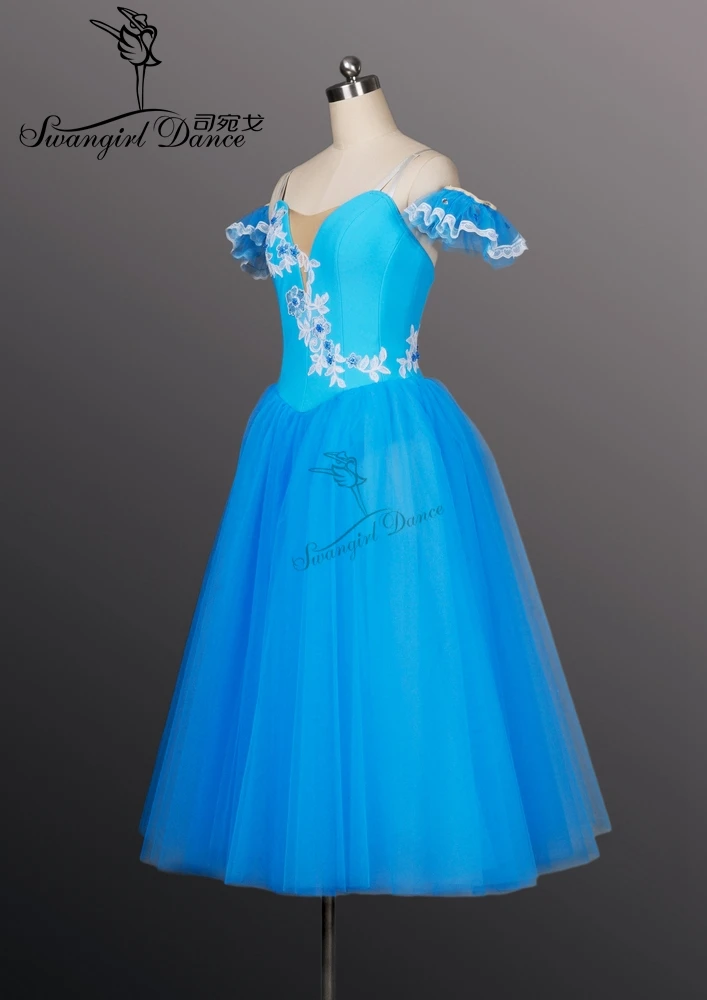 Голубая птица романтичная длинная балетная пачка для девочек Женская костюмы