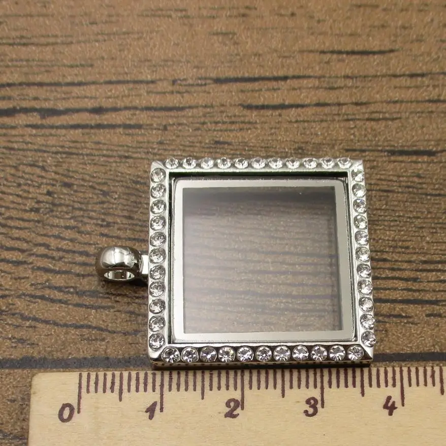 Square Magnet Floating Locket 1PCS/Lot 35×28mm Memory Glass With Rhinestones DIY Necklace Craft 2 Colors Available-TS0047 | Украшения и