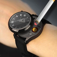 2020 fashion casual quartz wristwatches men usb charging lighter watches flameless cigarette lighter replaceable heating wire