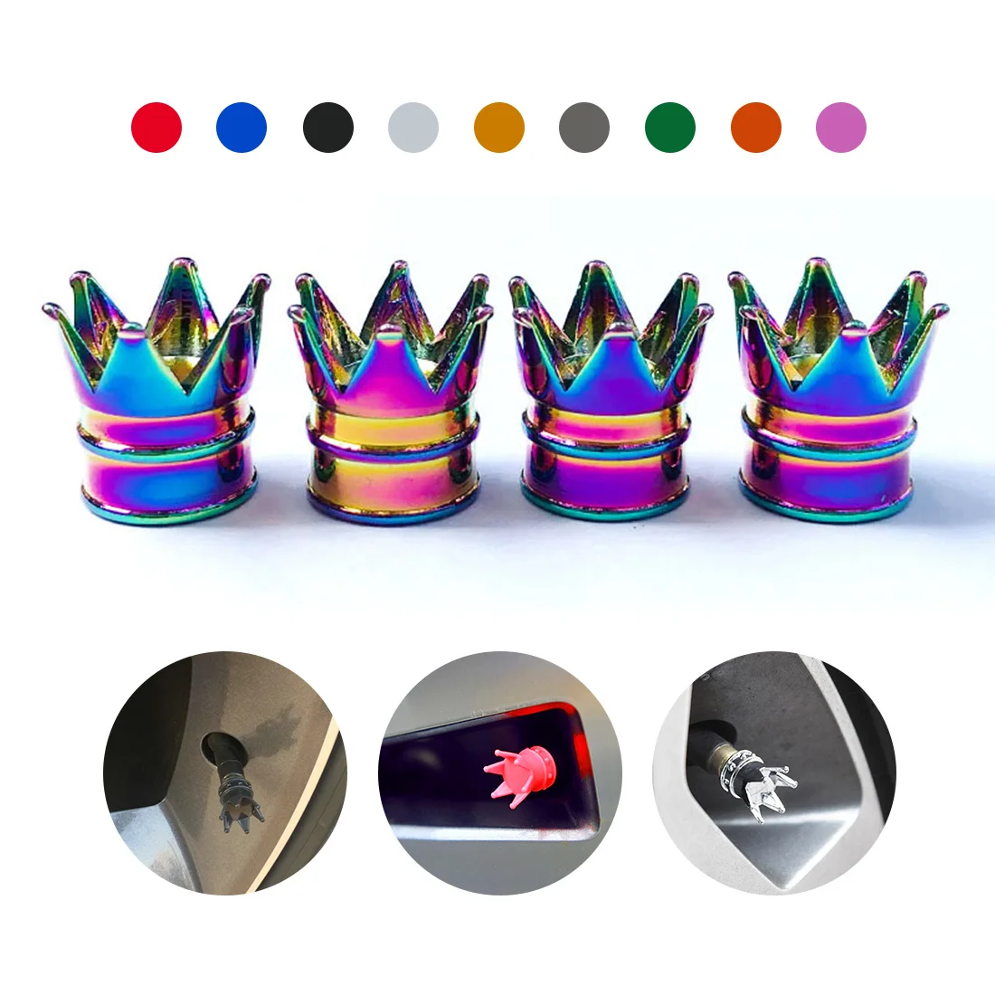 

4 шт., алюминиевая Корона, яркая Стандартная Крышка для шин, задняя крышка для грузовиков, велосипедов, колес, автомобиля, алюминиевая крышка