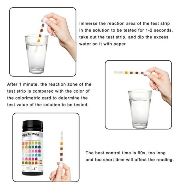 Тест полоски для аквариума 6 в 1 тест кислотность и Щелочность PH KH GH нитрит