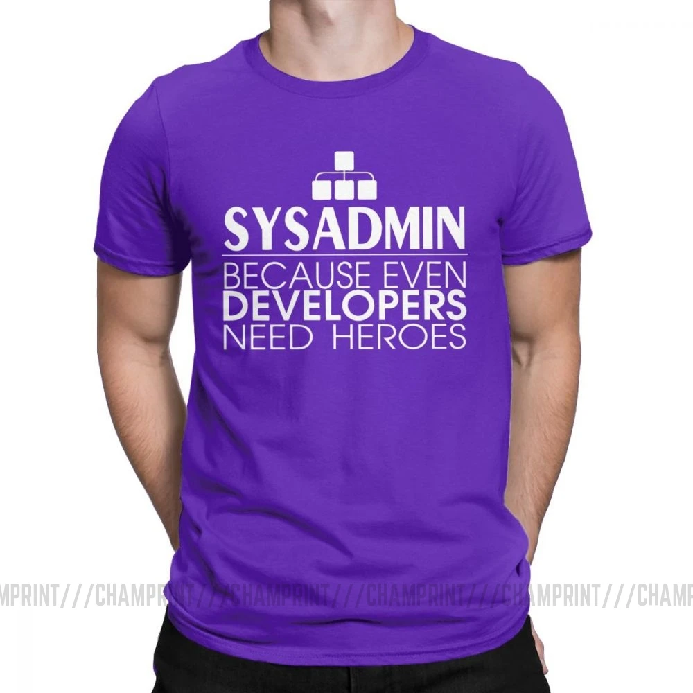 Мужские футболки, хлопковые футболки с героями Sysadmin, Linux, Sysadmin Unix, Debian Ubuntu Administrator, футболка, одежда, идея подарка - Цвет: Фиолетовый