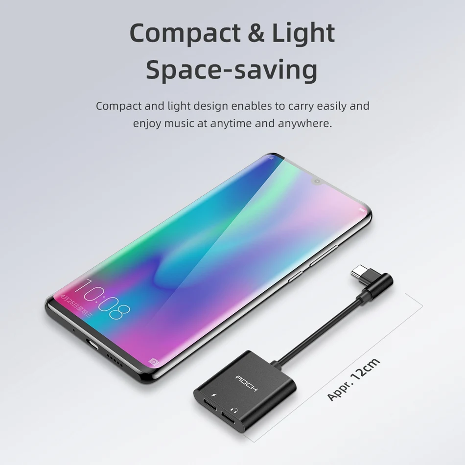 ROCK Dual type-C аудио кабель адаптер type C разъем для наушников аудио сплиттер USB-C 60 Вт PD Быстрый зарядный кабель для huawei Xiaomi