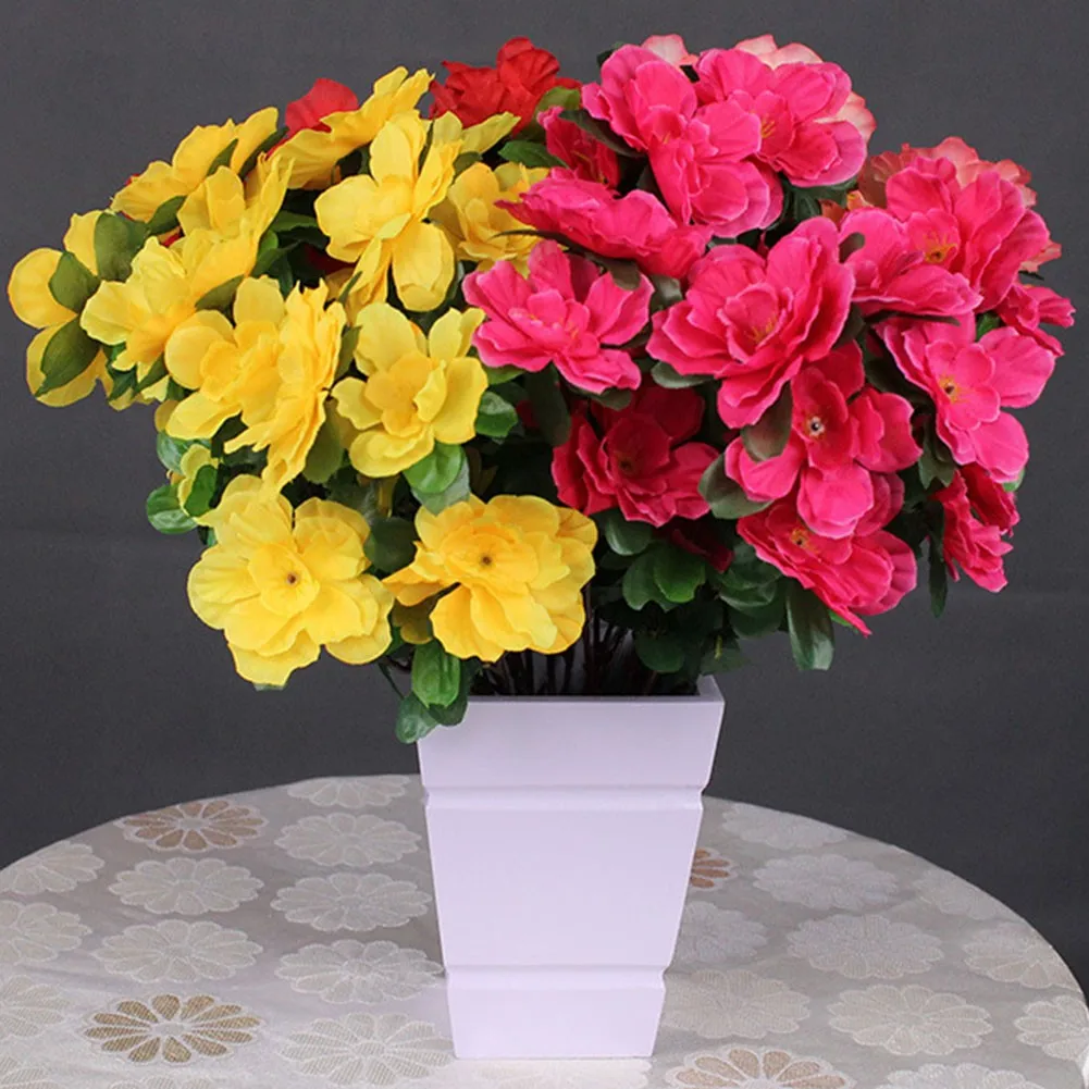 

Bouquet Artificial Flowers Azalea Flowers Bouquet Beautiful Silk Cloth Fake Flowers DIY Durable Wedding Home Decoration