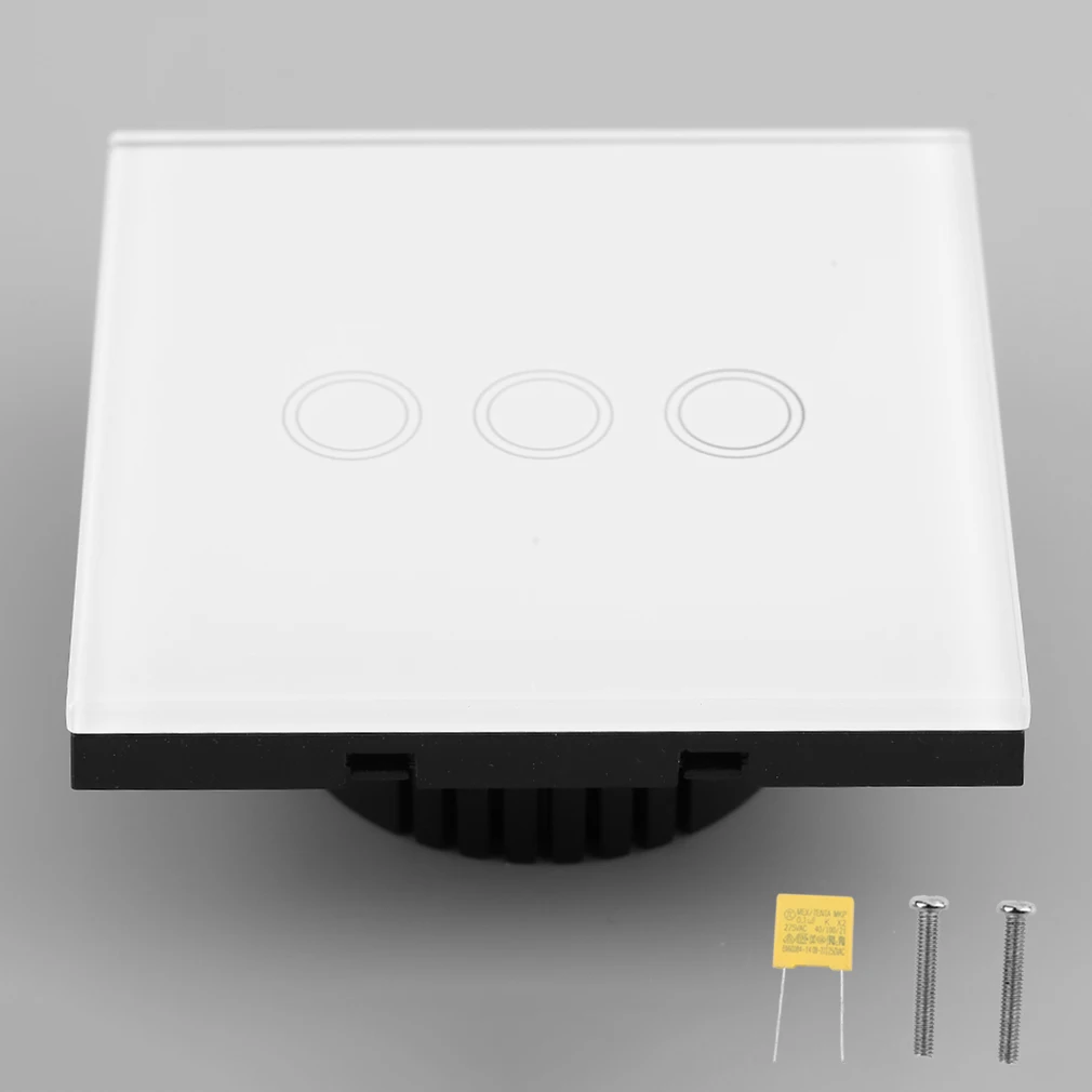 Умная розетка для дома белая кристальная стеклянная панель 3 цепи ЕС штепсельная