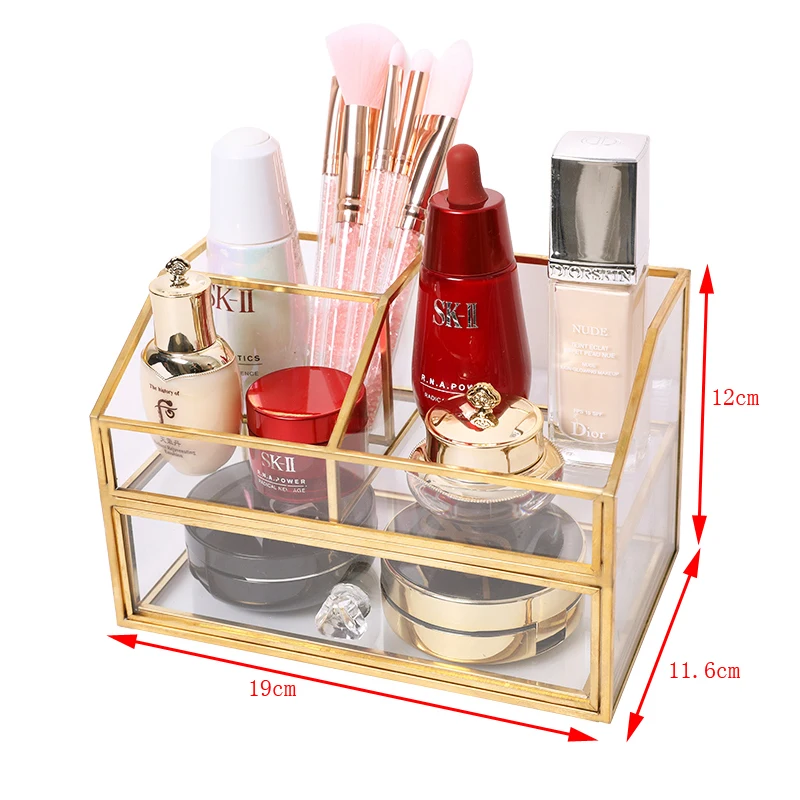 Caja de almacenamiento cepillo maquillaje cristal | Дом и сад
