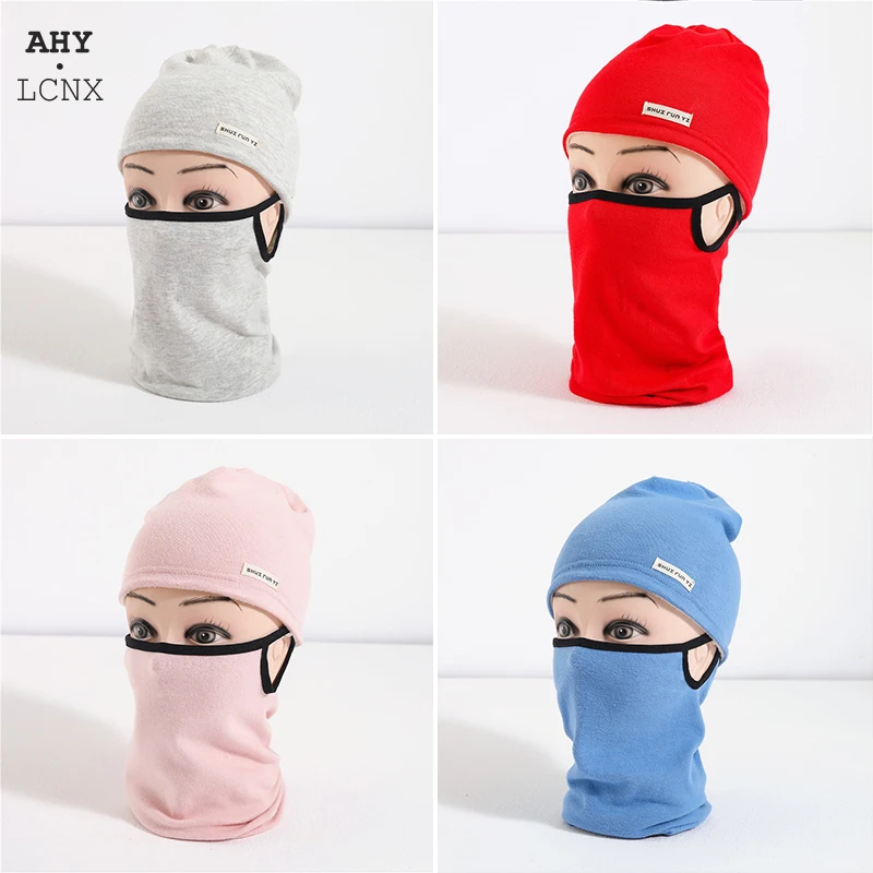 

Комплект из 2 предметов Детский набор из шапки и шарфа анфас маска защитный щит Шапки мальчик девочки; дети зимняя вязаная Шапки Защита Анти-...