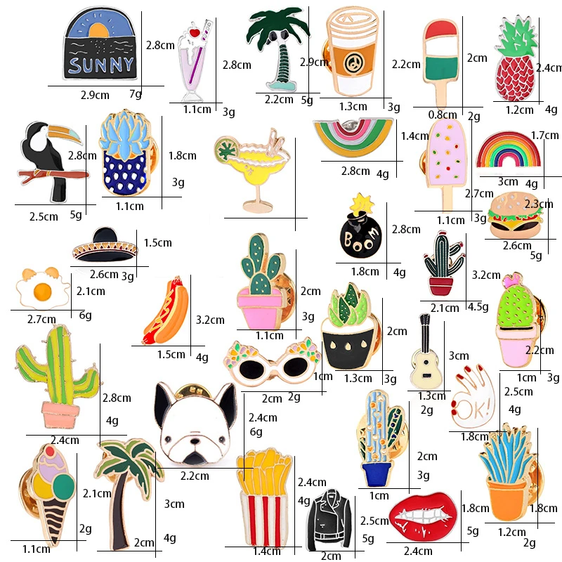 

Fashion Female Jewellery Rainbow Enamel Cartoon Pin Fruit Mixed Brooches Backpack Badge Pin Wholesale Jewelry For Friends Gift