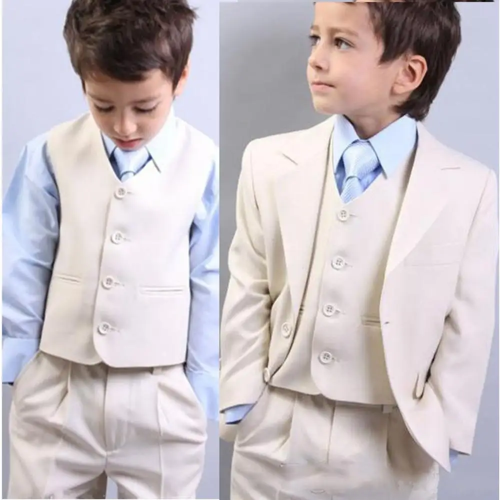 Свадебные смокинги для мальчиков из трех предметов с отложным воротником и двумя