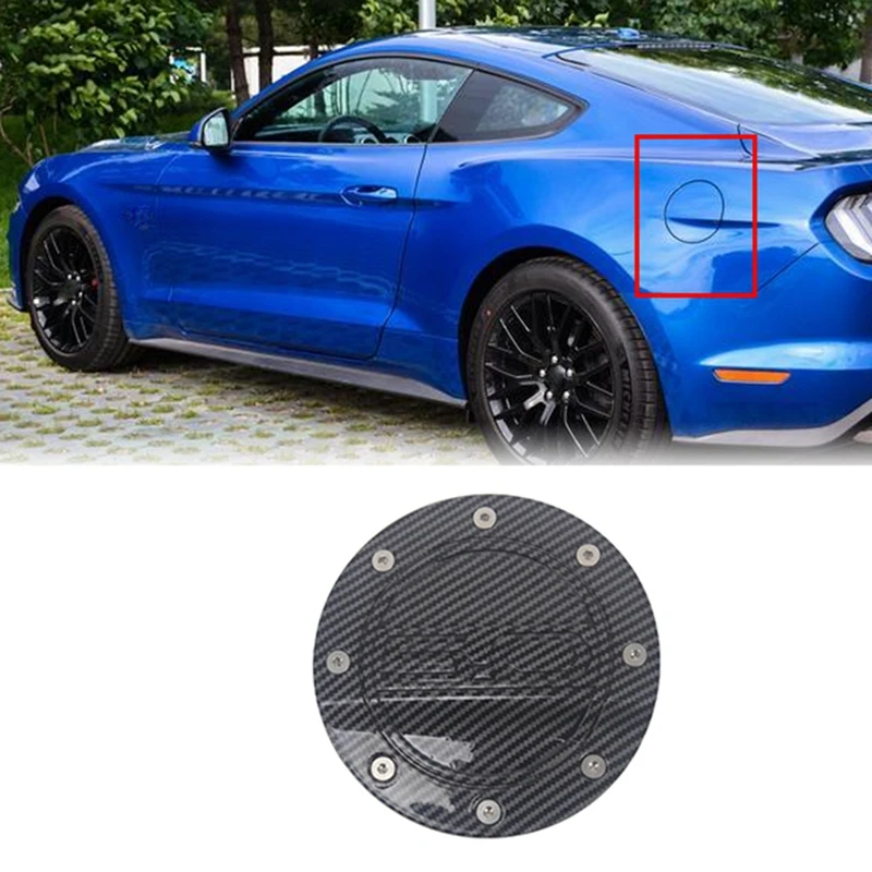 

Carbon Fiber Car Fuel Tank Cover Oil Fuel Tank Cap Sticker Cover Trim for Mustang 5.0 2015-2019