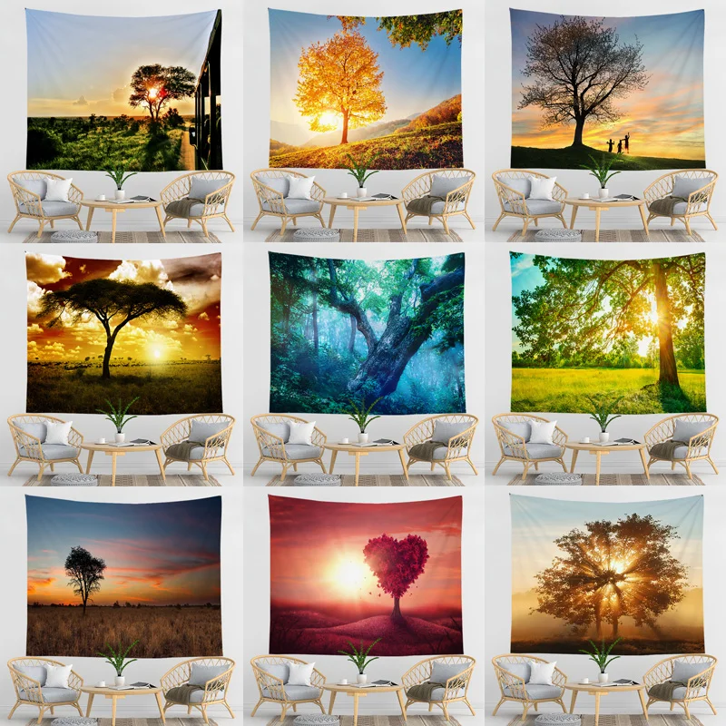 

Nature Woods Tapestry Wall Mount Sun Woods Carpet Wall Cloth Tapestry Hippie Tree Mandala Tapiz Landscape Home Decoration