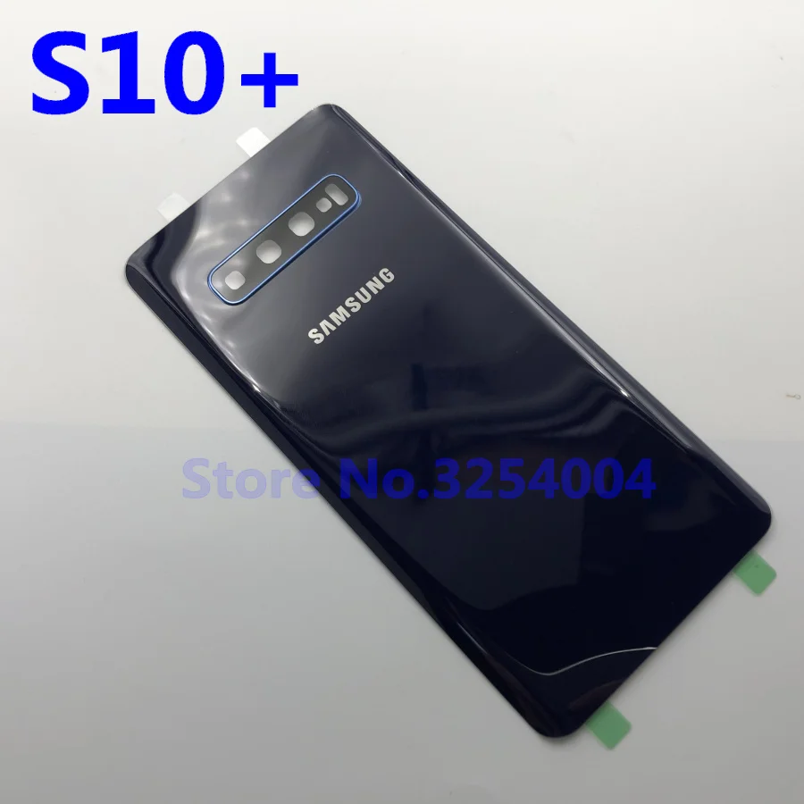 Запасное стекло для samsung Galaxy S10 S10e S10 Plus S10+ крышка для батареи задняя дверь корпус чехол для камеры стеклянная рамка для объектива - Цвет: S10 Plus blue