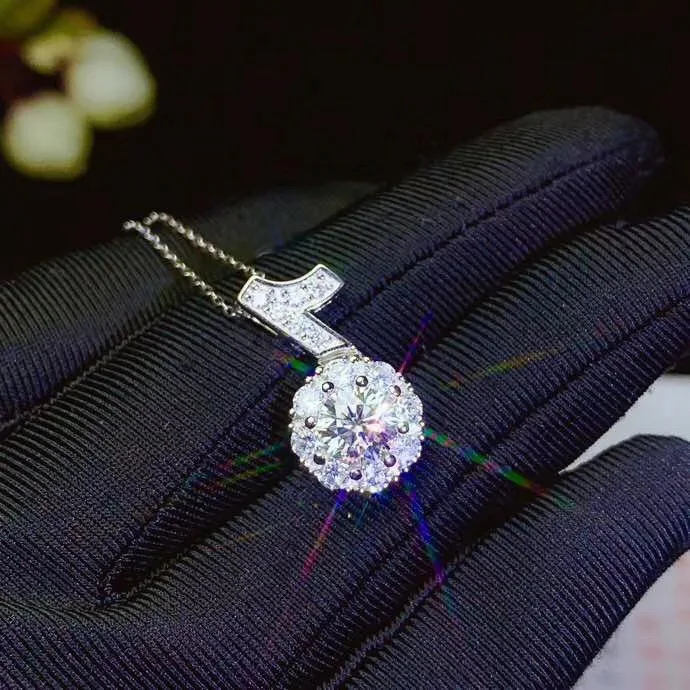Круглые серебряные подвески Moissanite, 1 CT D VVS, роскошные Подвески Moissanite Weding для женщин