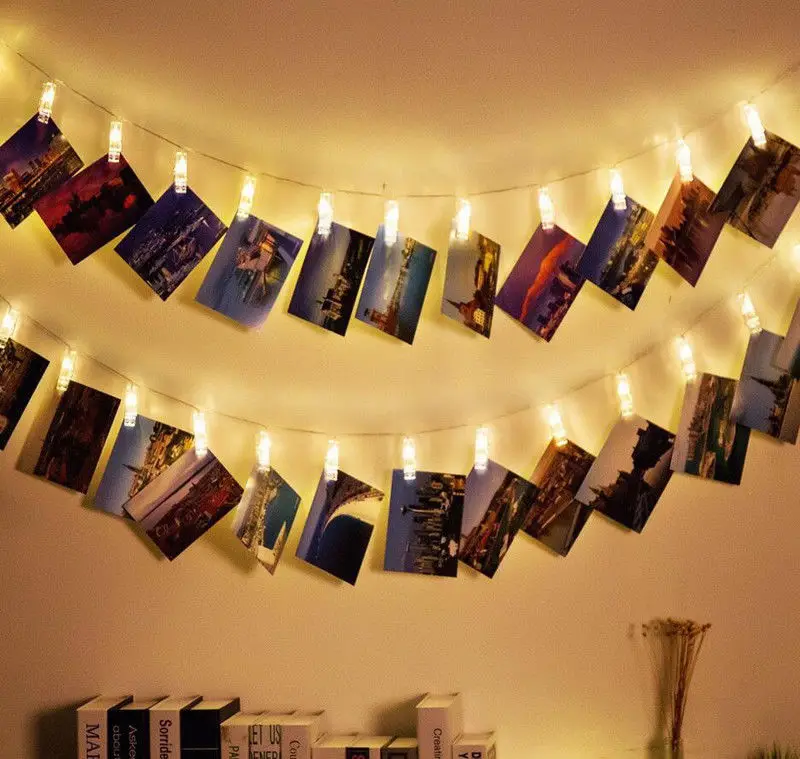 

Светодиодная гирлянда с зажимом для фотографий, медная проволочная лента, сказосветильник освещение для вечерние ринки, свадьбы, праздника...