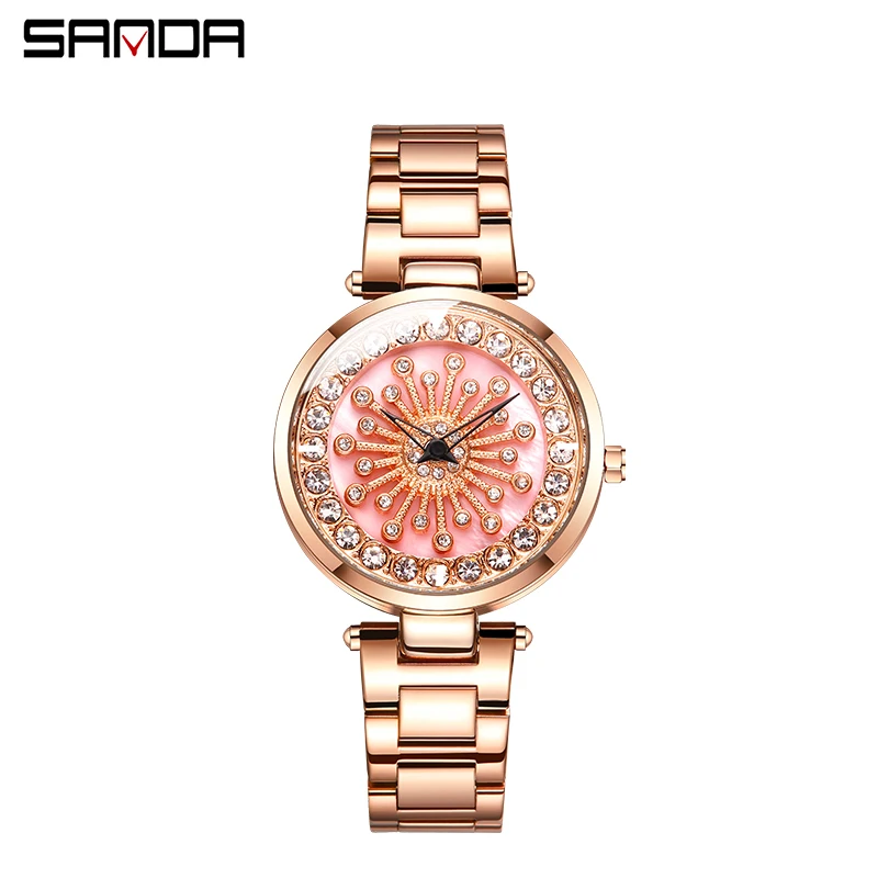 

SANDA Fashion Women's Watches Stainless Steel Strap Quartz Watch Elegant Women Exclusive Waterproof Wristwatch Reloj Mujuer