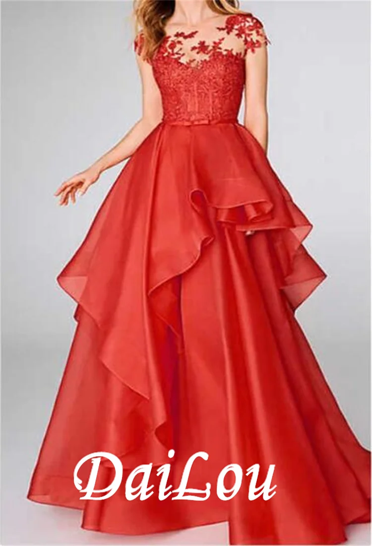 

A-Line Elegant Prom Formal Evening Dress Jewel Neck Sleeveless Sweep / Brush Train Stretch Satin Polyester 2021