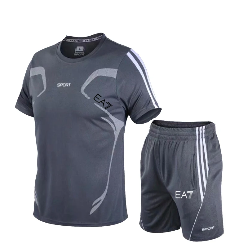 

2021 Men's New Summer Leisure High Quality Sports Suit Short Sleeve T-shirt + Hip Hop Shorts Fashion 2-piece Set M-5xl