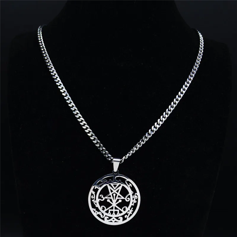Фото Sceal Sigil of Lilith, серебряный цвет, ювелирные изделия из нержавеющей стали, ожерелье с подвеской сатана, ожерелье, ключ, скрытая печать, знак Goetia ... №3