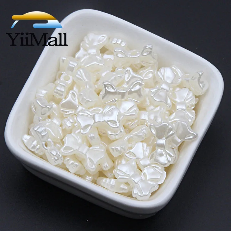 50pcs Ivory Bow-knot Imitation Pearls Beads 15mm Smooth Loose Spacer For Jewelry Making DIY Accessories | Украшения и аксессуары