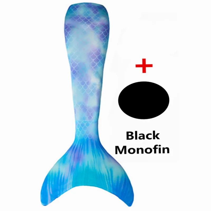 Tail and Monofin Новинка! хвосты маленькой русалки с черным монофином для детей, взрослых, летнее платье, купальный костюм, костюм русалки - Цвет: Tail and Monofin