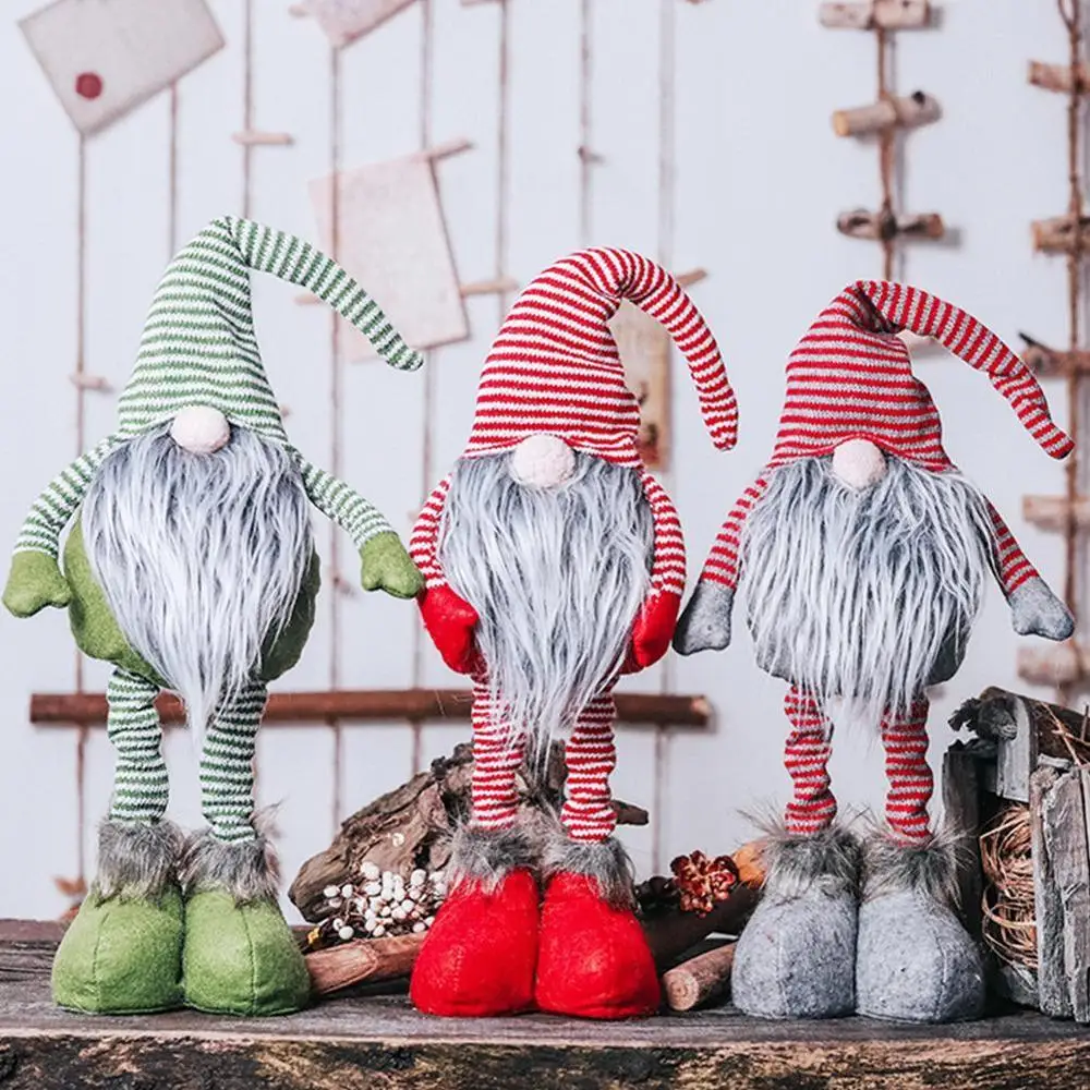 

Nordic Santa Christmas Decoration Festive Gnome Xmas Striped standing faceless doll