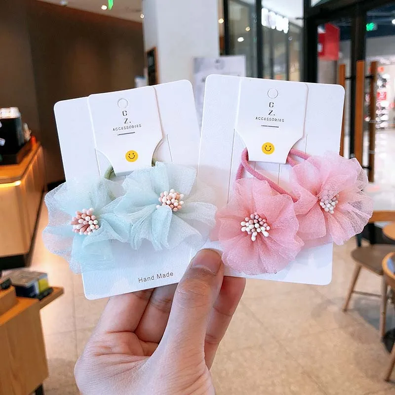 

Girls Spring Yarn Flower Hair Circle Accessories Fairy Hair Rope Cute Elastic Colorful Hair Band For Children резинки для волос