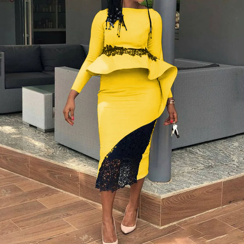 Женское платье в африканском стиле кружевное лоскутное облегающее коктейльное